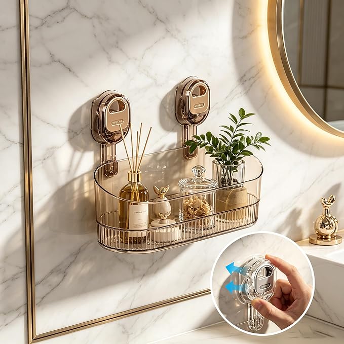 No-Drill Bathroom Storage Shelf